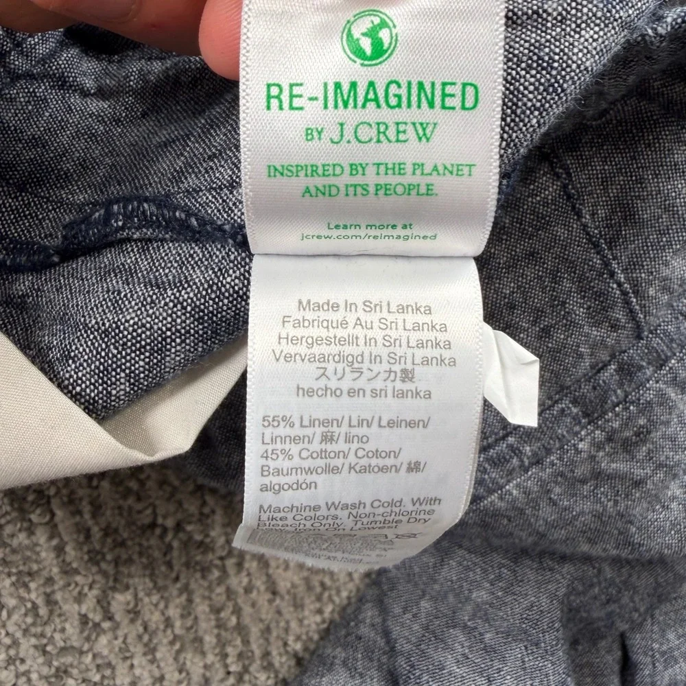 J.Crew Linen Blend Pants Mens S Blue Re-Imagined Drawstring L0484